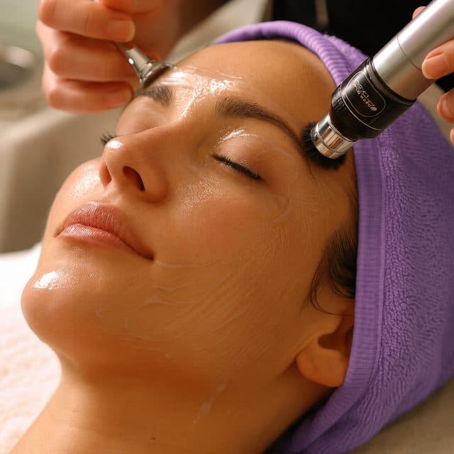 Atendimento estético facial em ambiente profissional de clínica