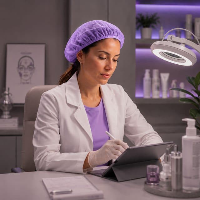 Profissional de estética em atendimento humanizado para paciente
